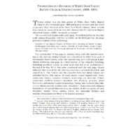 Thomas Smiley's Records of White Deer Valley Baptist Church, Union County, 1808-1831