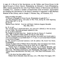 Christ Church, Philadelphia Notes on Tablet and Grave-Stone Inscriptions