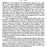 German Emigrants from Palatinate Parishes