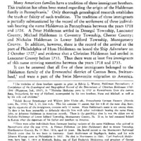 A Survey of Immigrants of the Haldeman Family of Switzerland to Montgomery, Chester, and Lancaster Counties, Pennsylvania Before 1750