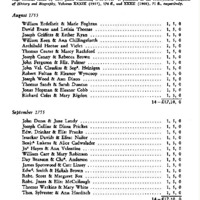 List of Marriage Licenses Issued in the Secretary's Office from August 1755 Through April 1759