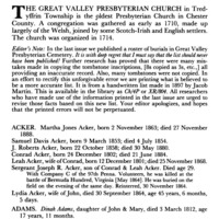 Great Valley Presbyterian Church Cemetery, Chester County, Pennsylvania