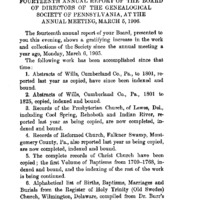 Fourteenth Annual Report of the Board of Directors of the Genealogical Society of Pennsylvania at the Annual Meeting, March 5, 1906
