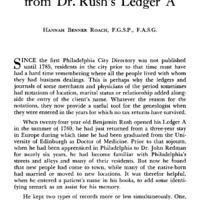 Genealogical Gleanings from Dr. Rush's Ledger A