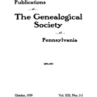 Publications of the Genealogical Society of Pennsylvania, Vol 13, No 2, Title and Contents