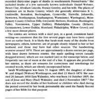 Sarah (Worthington) Walmsley's Book of Deaths, Bucks, Montgomery, Philadelphia Counties, 1842-1876