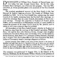 The Penn-Gaskell Family: Addenda to the Family of Penn