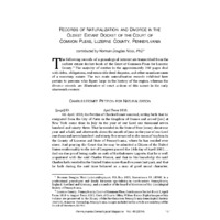 Records of Naturalization and Divorce in the Oldest Extant Docket of Common Pleas, Luzerne County, Pennsylvania