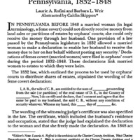 Abstracts of Feme Covert Declarations for Chester County, Pennsylvania, 1832-1848