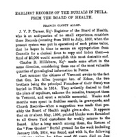 Earliest Records of the Burials in Philadelphia from the Board of Health, 1803