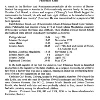 An Emigrant to America in 1749 from Rhodt (Palatinate)