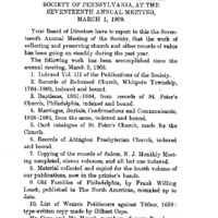 Seventeenth Annual Report of the Board of Directors of the Genealogical Society of Pennsylvania at the Seventeenth Annual Meeting, March 1, 1909