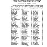 List of Decedents in Un-Indexed Bond Book in Office of the Register of Wills, Snow Hill, Worcester County, Maryland 1667-1742