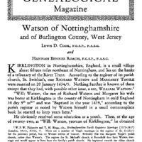Watson of Nottinghamshire and of Burlington County, West Jersey