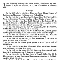 Marriage and Death Notices from the Philadelphia Saturday Evening Post