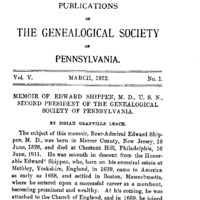 Memoir of Edward Shippen, M. D., U. S. N., Second President of the Genealogical Society of Pennsylvania