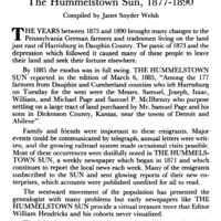 The Exodus from Dauphin County as Related in The Hummeistown Sun, 1877-1890