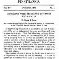 Genealogy with Reference to Trusts and Estates