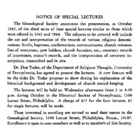 Notice of Special Lectures