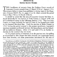 Genealogical Gleanings from Orphans Court Records of Lancaster County, Pennsylvania