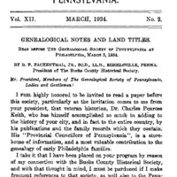 Genealogical Notes and Land Titles