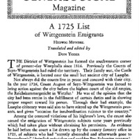 A 1725 List of Wittgenstein Emigrants
