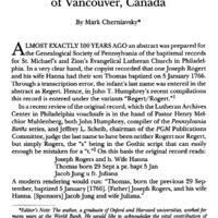 The Philadelphia Origins of the Rogers Family of Vancouver, Canada