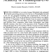 The Builders of The Academy of Philadelphia-1740 Evidence of the Cornerstone