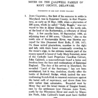 Notes on the Caldwell Family of Kent County, Delaware