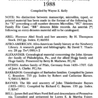 Genealogical Accessions by the Genealogical Society and the Historical Society of Pennsylvania, 1988