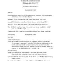 Ulrich Family Record, Delaware County