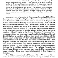 A Study of the Righter-Reiter Families of Philadelphia County in the Eighteenth Century