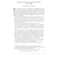 Marriages by Rev. Nathaniel R. Snowden, 1793-1820
