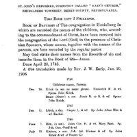 Hohn's Church Records, 1745-1805