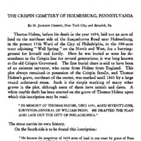 The Crispin Cemetery of Holmesburg, Pennsylvania