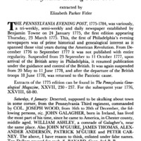 Genealogical Gleanings from the Pennsylvania Evening Post: 1777