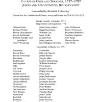 Courts of Oyer and Terminer, 1757-1787, Juries and Apppointments, Bucks County