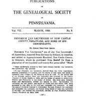 Hendrick Van Leuvenigh of New Castle County, Delaware, and Some of His Descendants