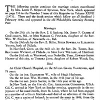 Marriage and Death Notices from the Philadelphia Saturday Evening Post