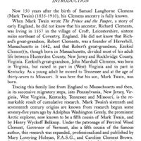 Mark Twain's Clemens Ancestry