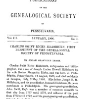 Charles Swift Riche Hildeburn, First President of the Genealogical Society of Pennsylvania