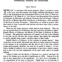 Genealogical Source Material in the Historical Society of Delaware