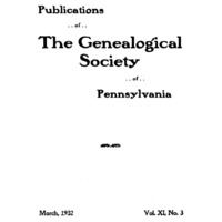 Publications of the Genealogical Society of Pennsylvania, Vol 11, No 3, Title and Contents