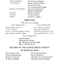 The Genealogical Society of Pennsylvania 1962 Officers