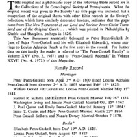 Penn-Gaskell Bible Record