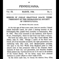 Memoir of JosiH Granville Leach, Third President of the Genealogical Society of Pennsylvania