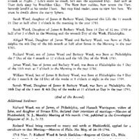 Richard and James Wood, Phila.: Family Record