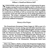 The Pennsylvania Newspaper Project With a List of Titles Preserved on Microfilm