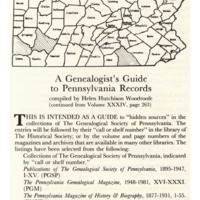 A Genealogist's Guide to Pennsylvania Records