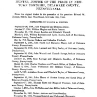 Marriages from the Docket of Edward Hunter, Justice of the Peace in Newtown Township, Delaware County, Pennsylvania